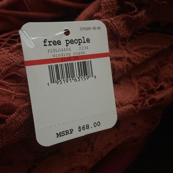 NWT Free People Gorgeous Lace & Ruffle Adella Top Orange - XS - Picture 5 of 5